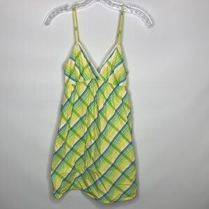Roxy Yellow Blue Plaid Sun Dress Small
